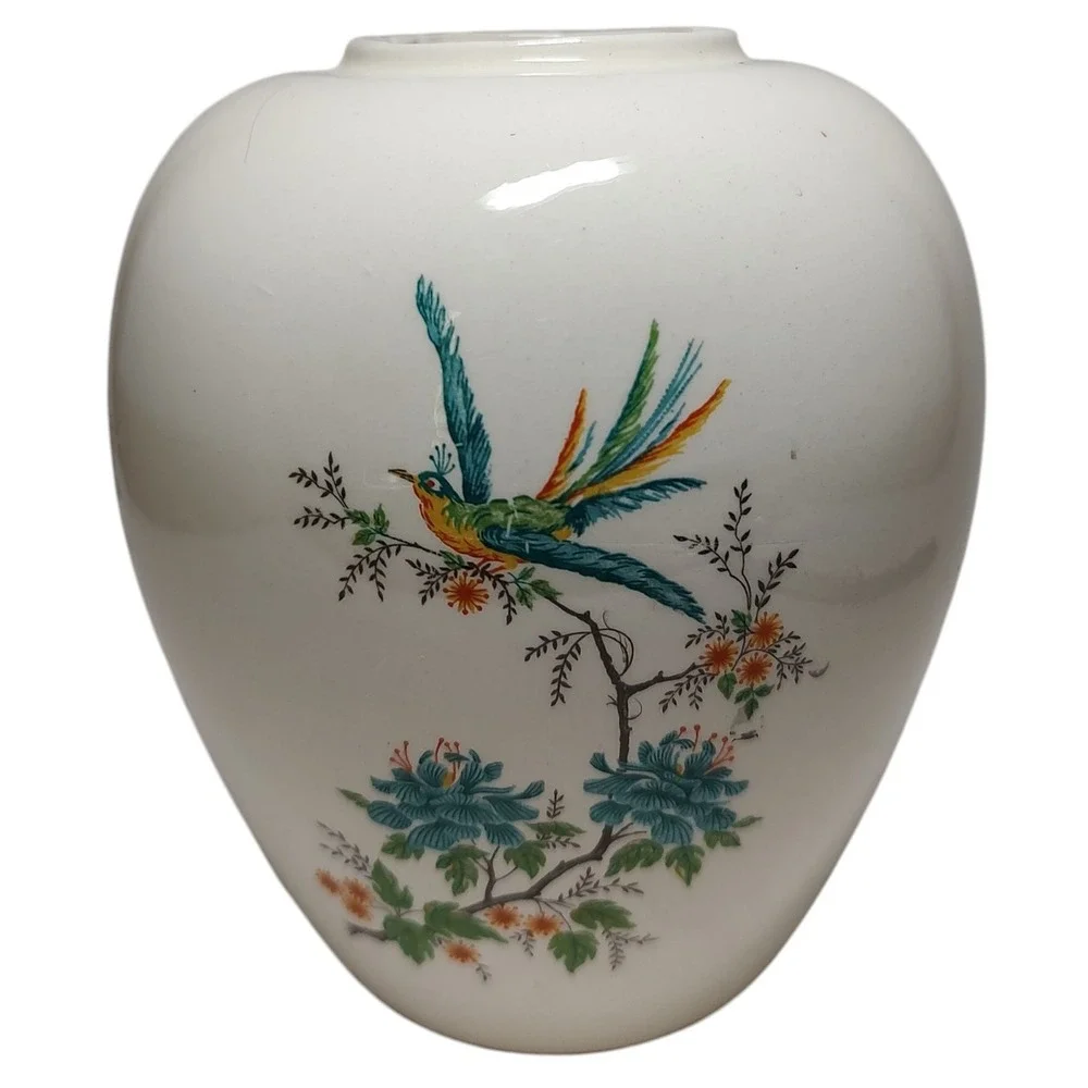 Bird of Paradise Rice Vase Jar Signed and Dated 1995‎ Floral 5.5 Inches SEE